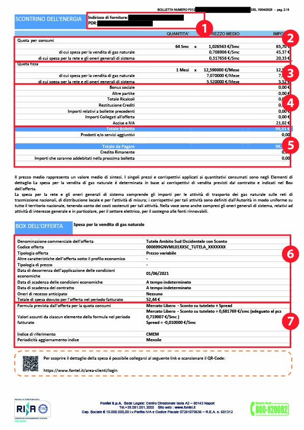 Immagine: bolletta del gas Fontel pagina 2