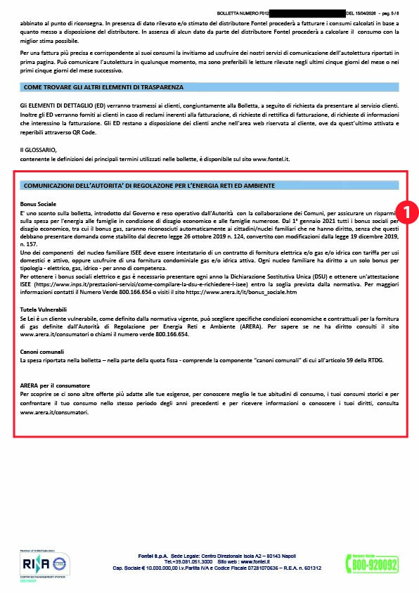Immagine: bolletta del gas Fontel pagina 5